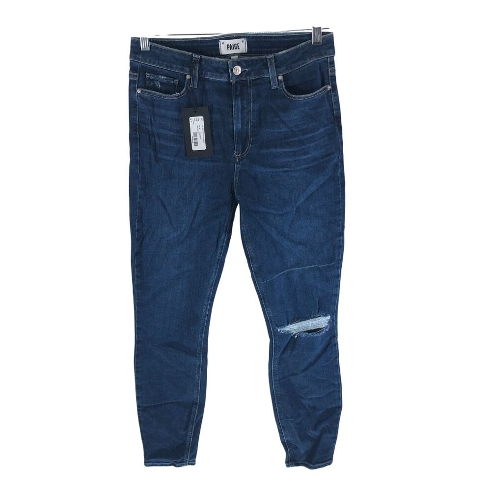 Paige Womens Hoxton Ankle High Rise Skinny Jeans Direction Destructed Denim 30